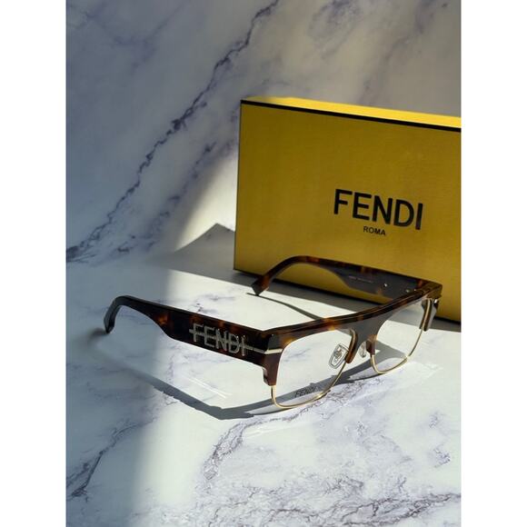 NEW Fendi FE50095U Brown Gold Logo Eyeglasses Frames - Picture 3 of 8